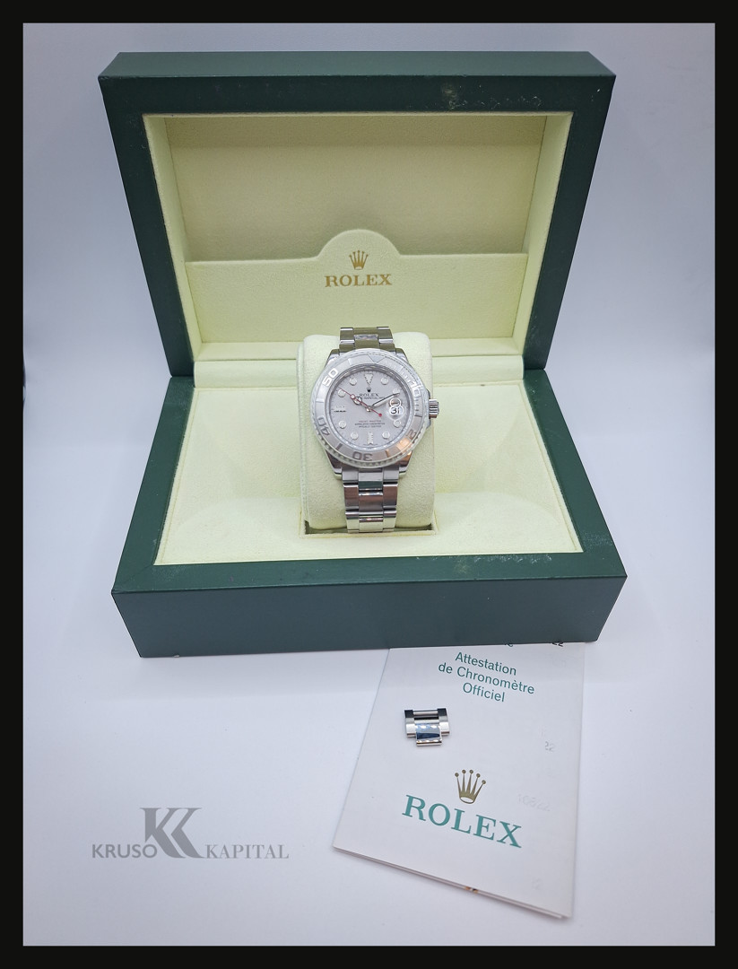 Bracciale con orologio acciaio Rolex Yacht-Master scatola e garanzia a corredo