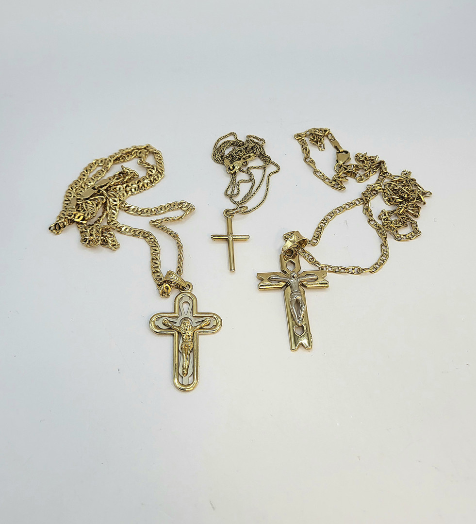 Tre catene e tre croci oro 