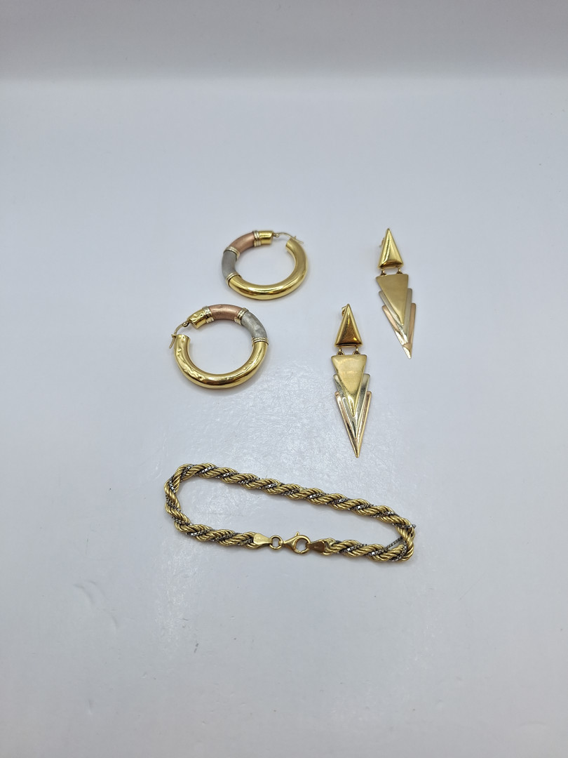Bracciale due paia di orecchini oro pietre