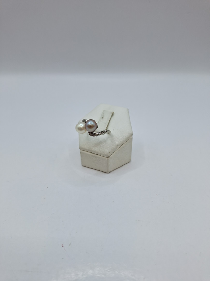 Anello oro diamantini perle