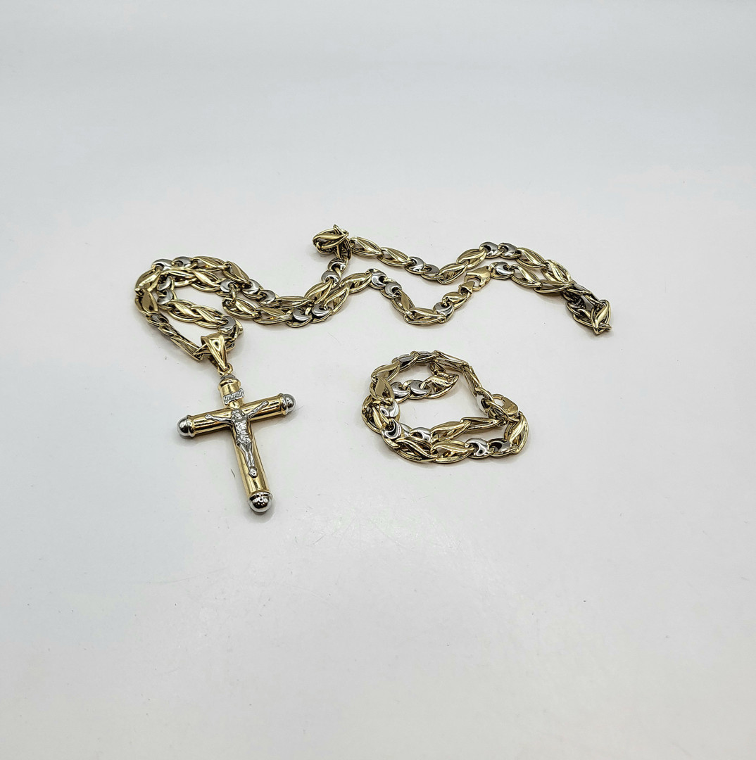 Catena bracciale e ciondolo oro