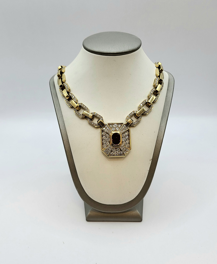 Collana oro pietra diamanti