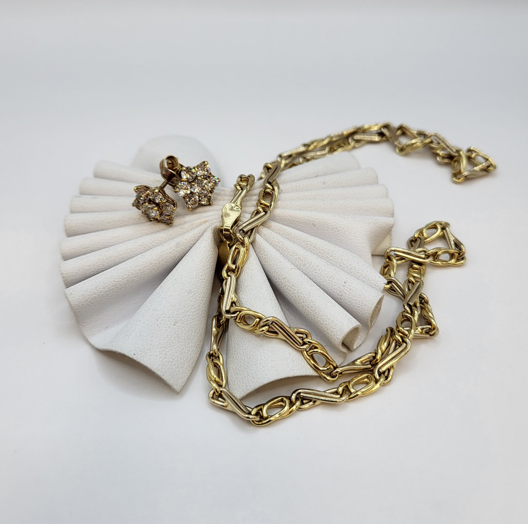 Collana e paio orecchini oro pietre