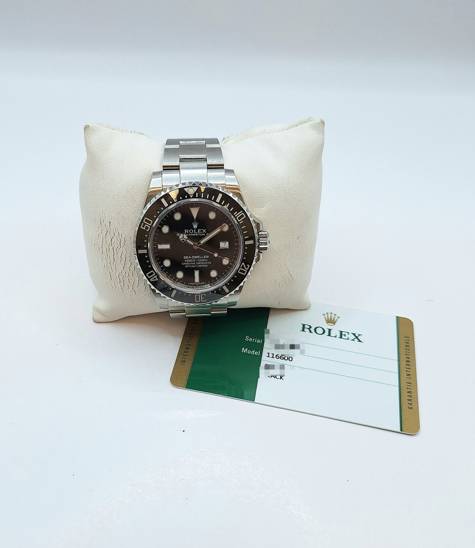 Orologio acciaio Rolex Sea-Dweller lunetta in ceramica nera con garanzia a corredo