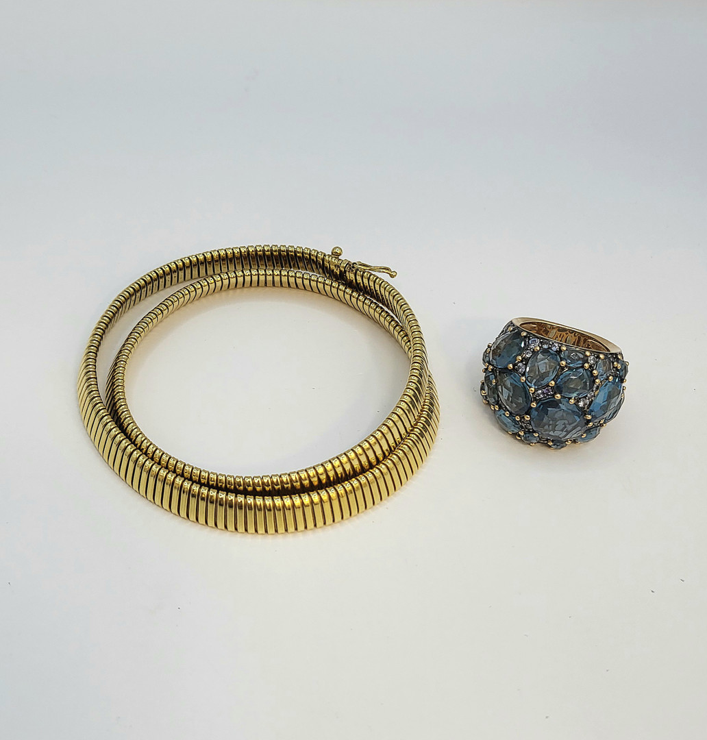 Anello collana oro pietre