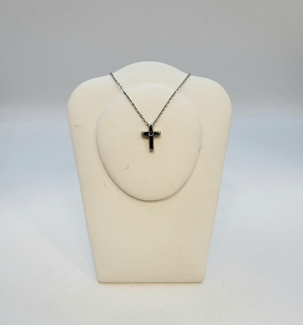 Croce a firma Currado e catenina oro pietra 