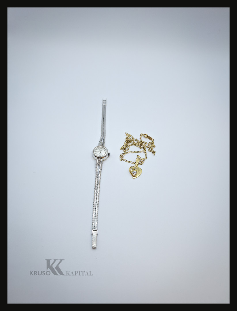 Bracciale con orologio collana ciondolo oro pietre diamantini