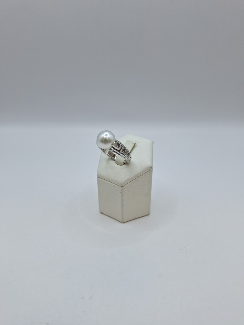 Anello oro perla diamantini 