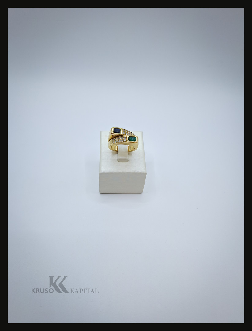 Anello oro con pietre e diamanti 