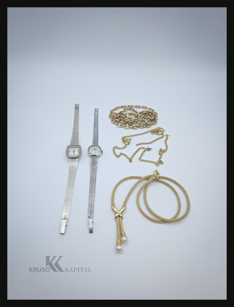 Vari oggetti in oro diamantini perle 