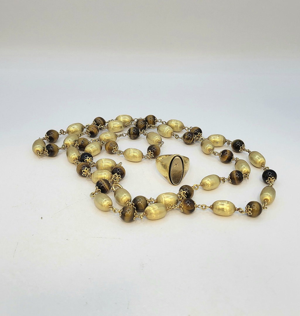 Collana e anello oro pietre diamantino