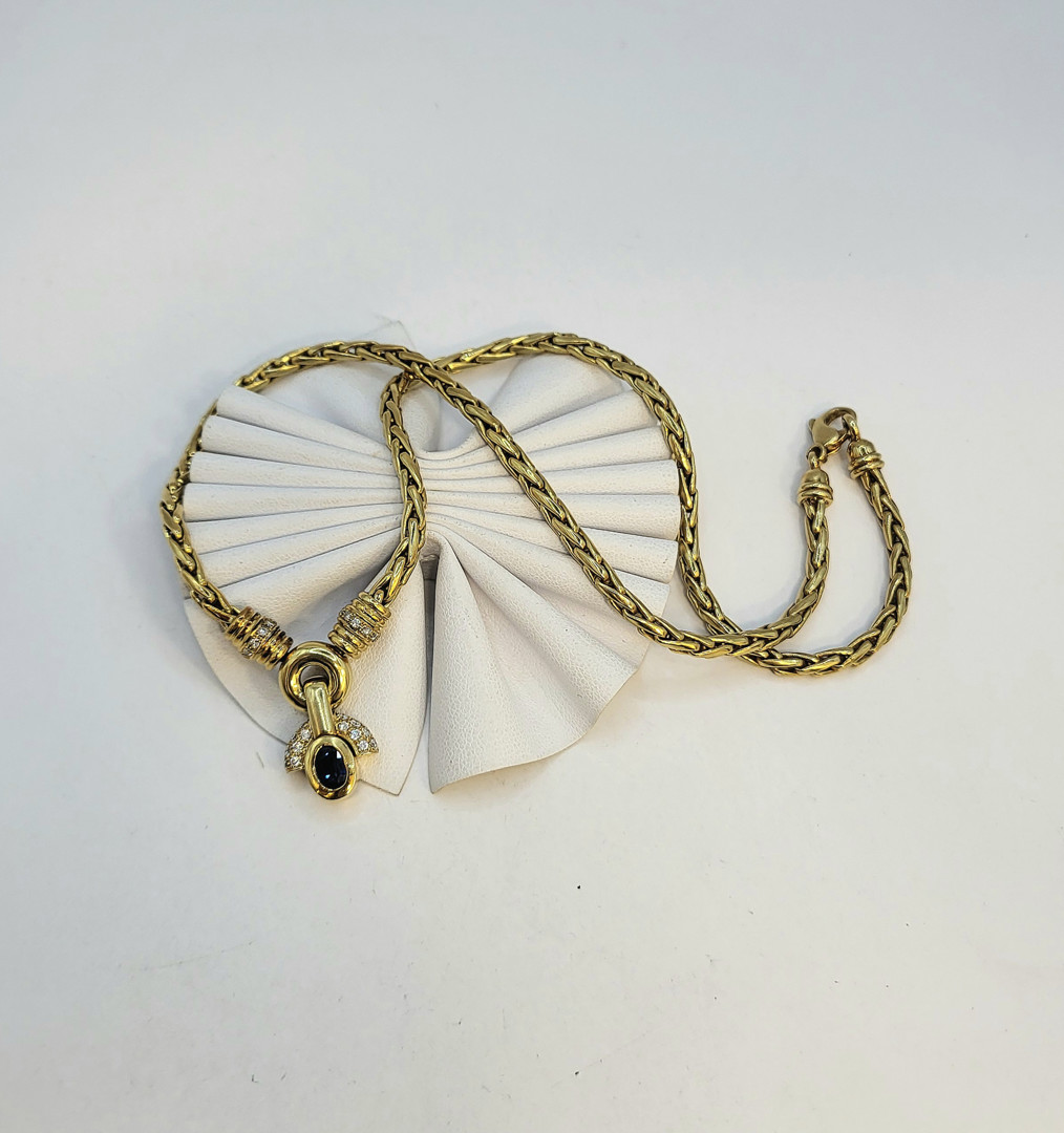 Collana oro pietra diamantini