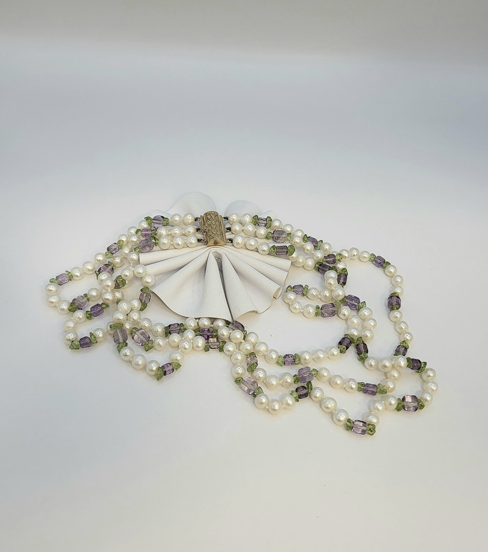Collana madreperla pietre oro 