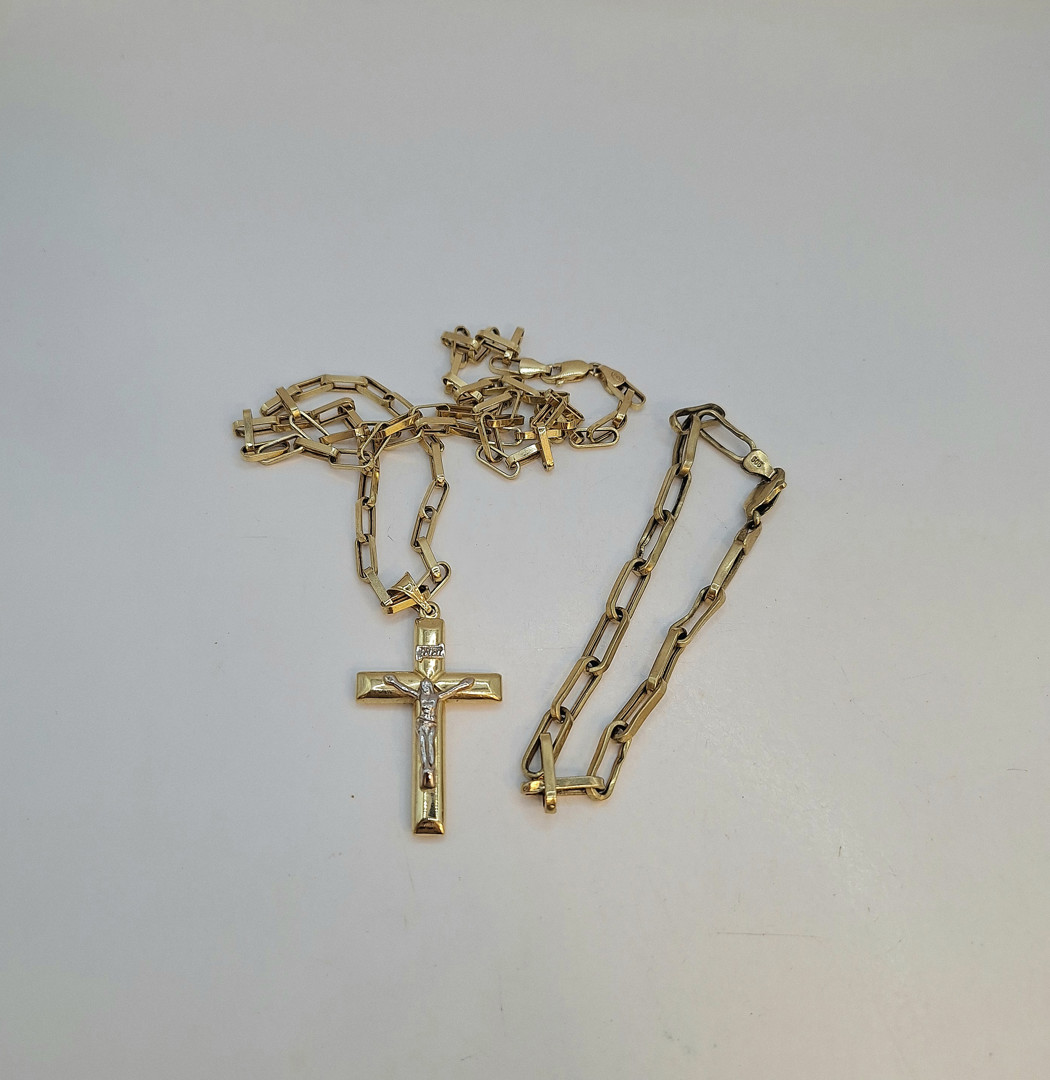Collana bracciale croce oro