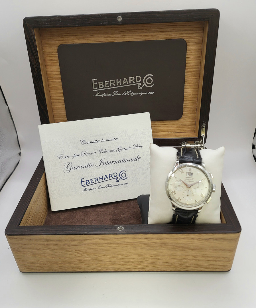 Cronografo acciaio Eberhard Extra Fort con scatola e garanzia a corredo
