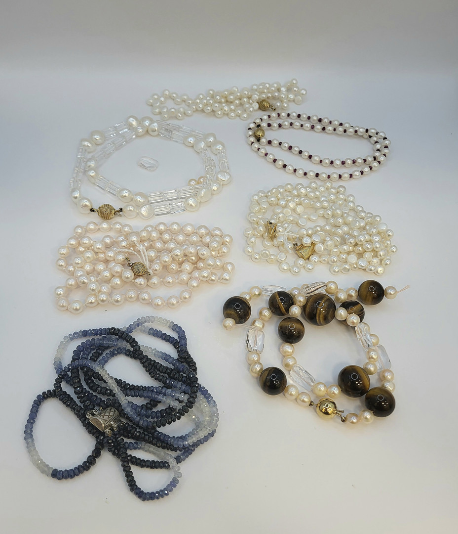 Sette collane pietre madreperla argento 