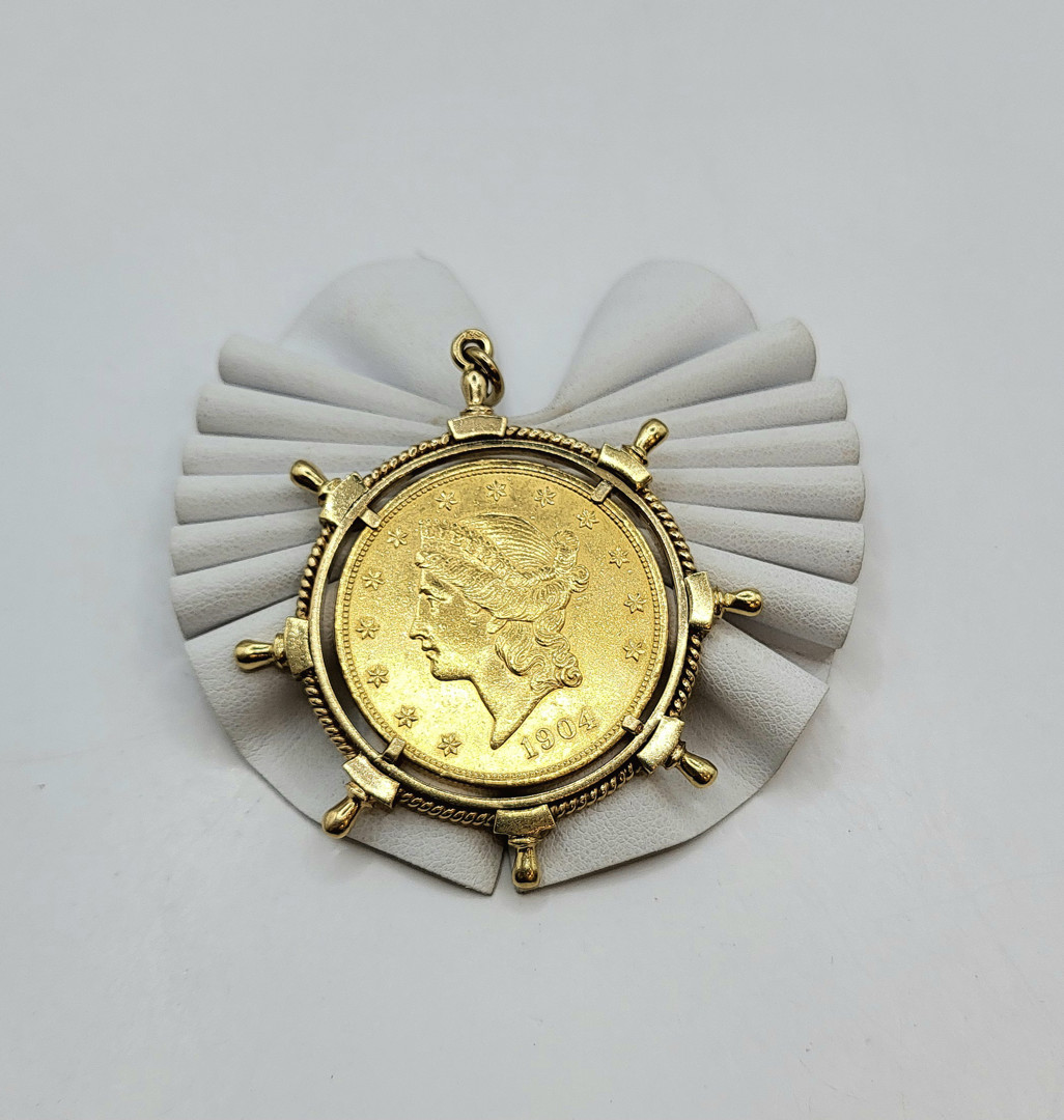 Ciondolo oro parte monetato