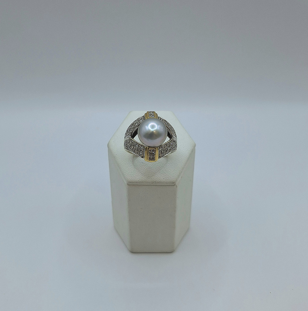 Anello oro diamanti perla