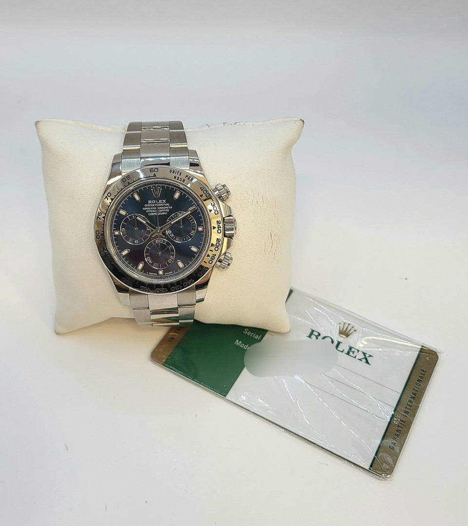 Bracciale con cronografo oro bianco Rolex Daytona con garanzia a corredo