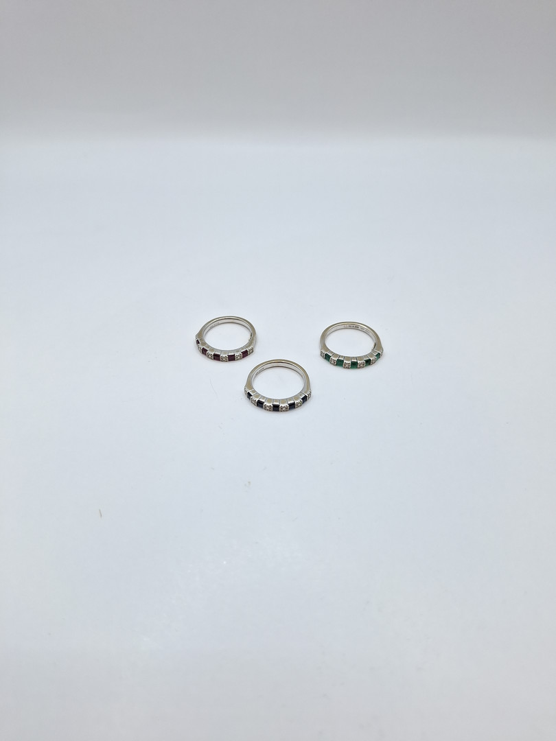 Tre anelli a firma Recarlo oro pietre diamantini