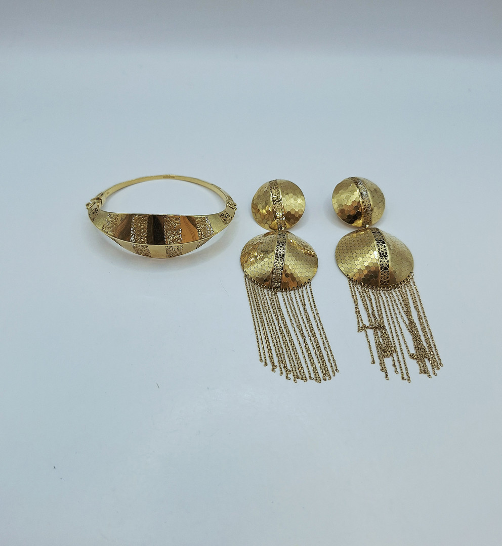 Bracciale e paio orecchini oro 