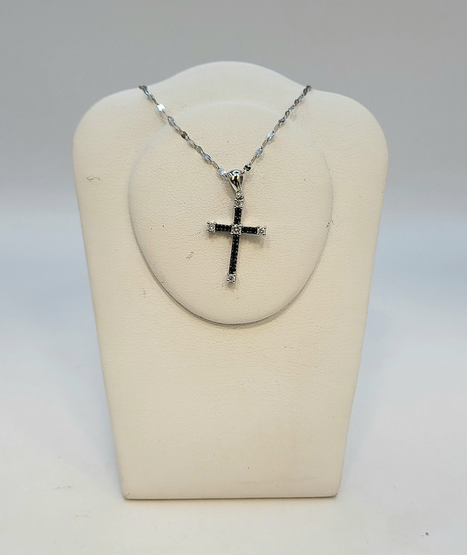 Collana croce oro diamantini
