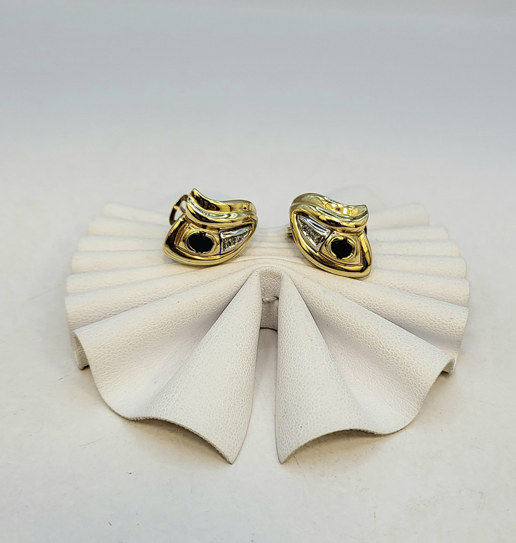 Paio orecchini oro pietre diamantini