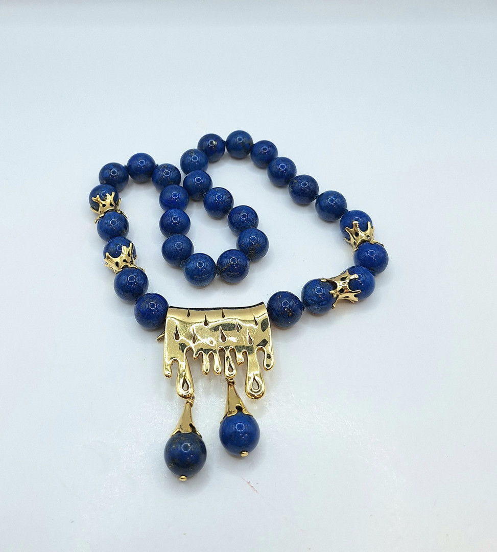Collana lapis con inserti e chiusura oro