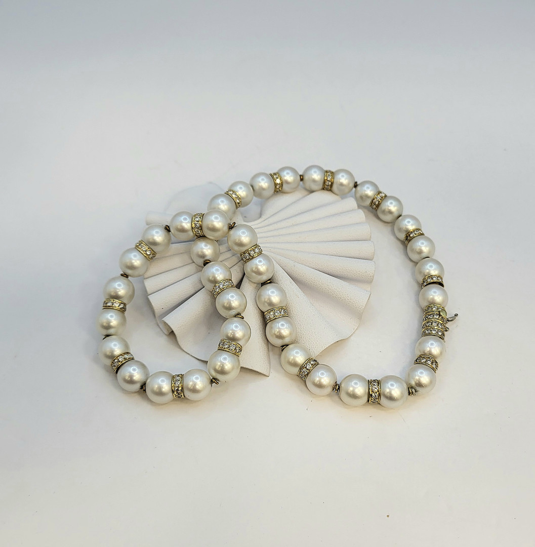 Collana perle oro diamanti