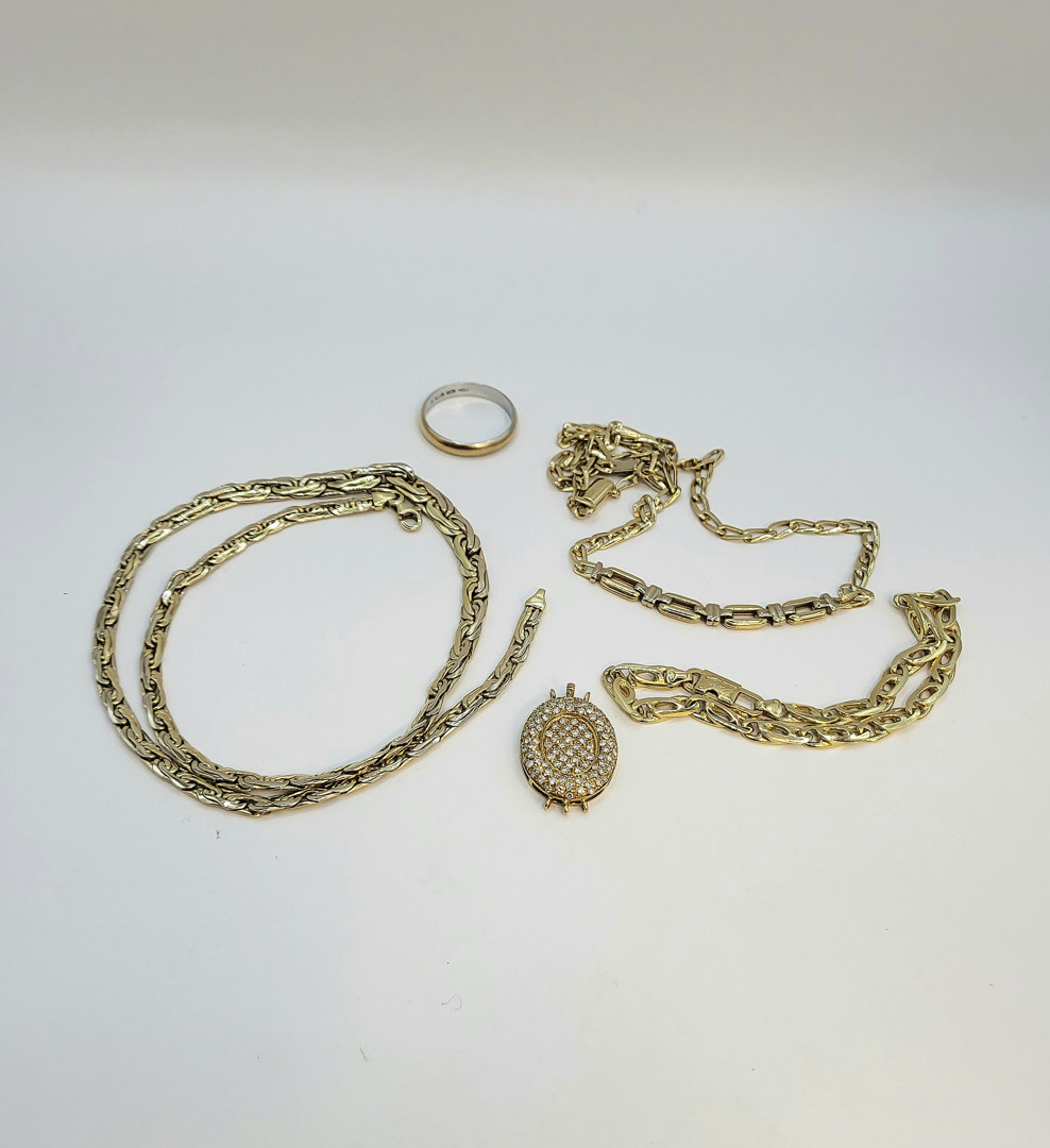 2 collane bracciale anello fermezza oro diamanti