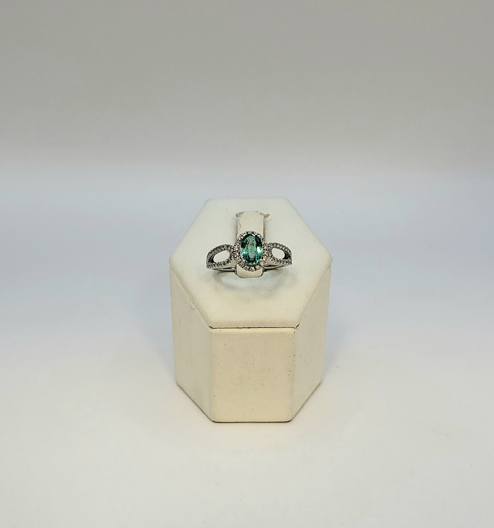 Anello oro pietra diamantini