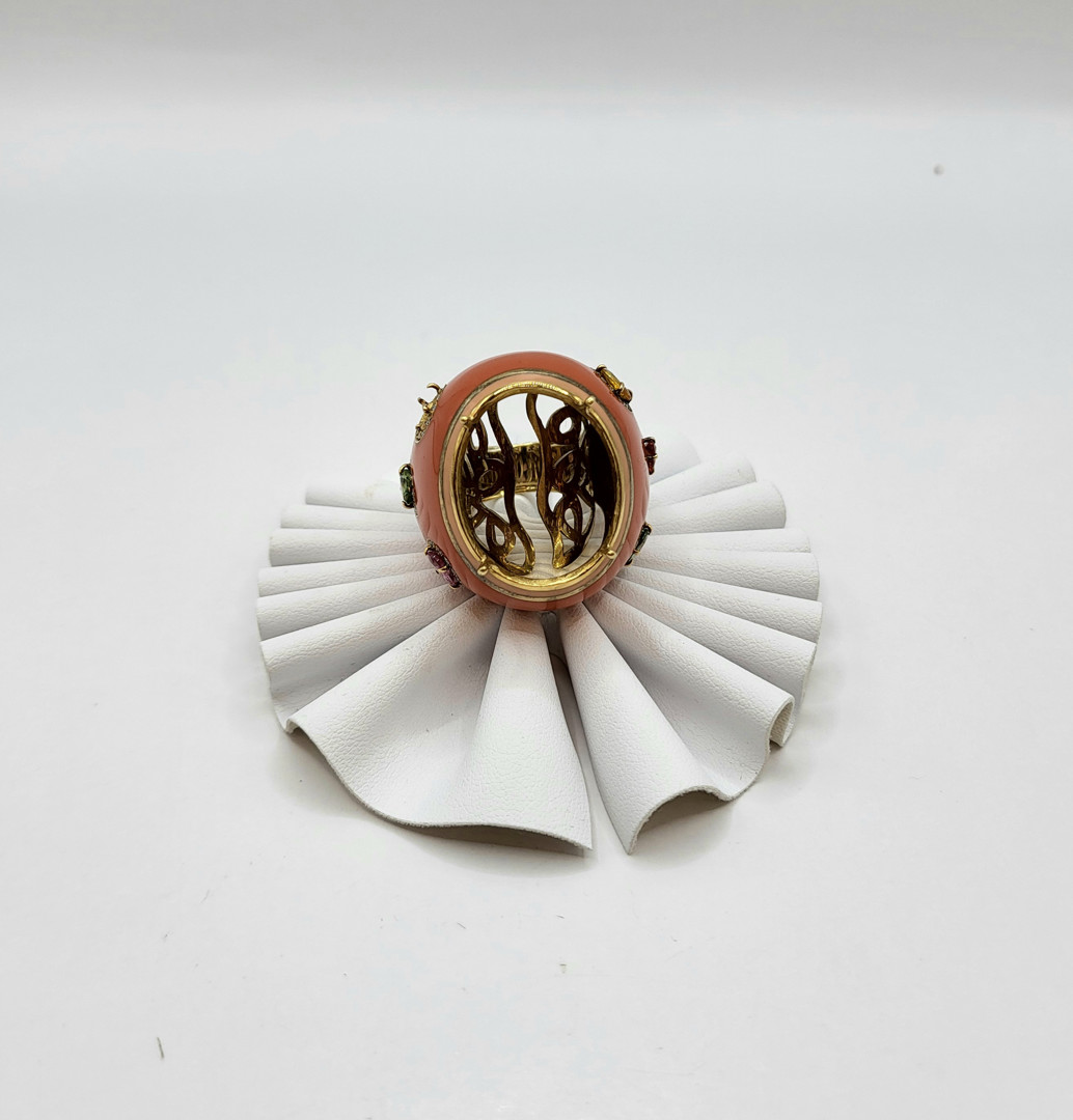 Anello oro smalti diamanti pietre