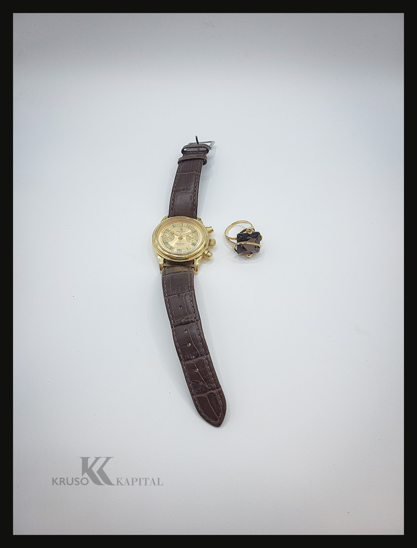Anello orologio oro pietre