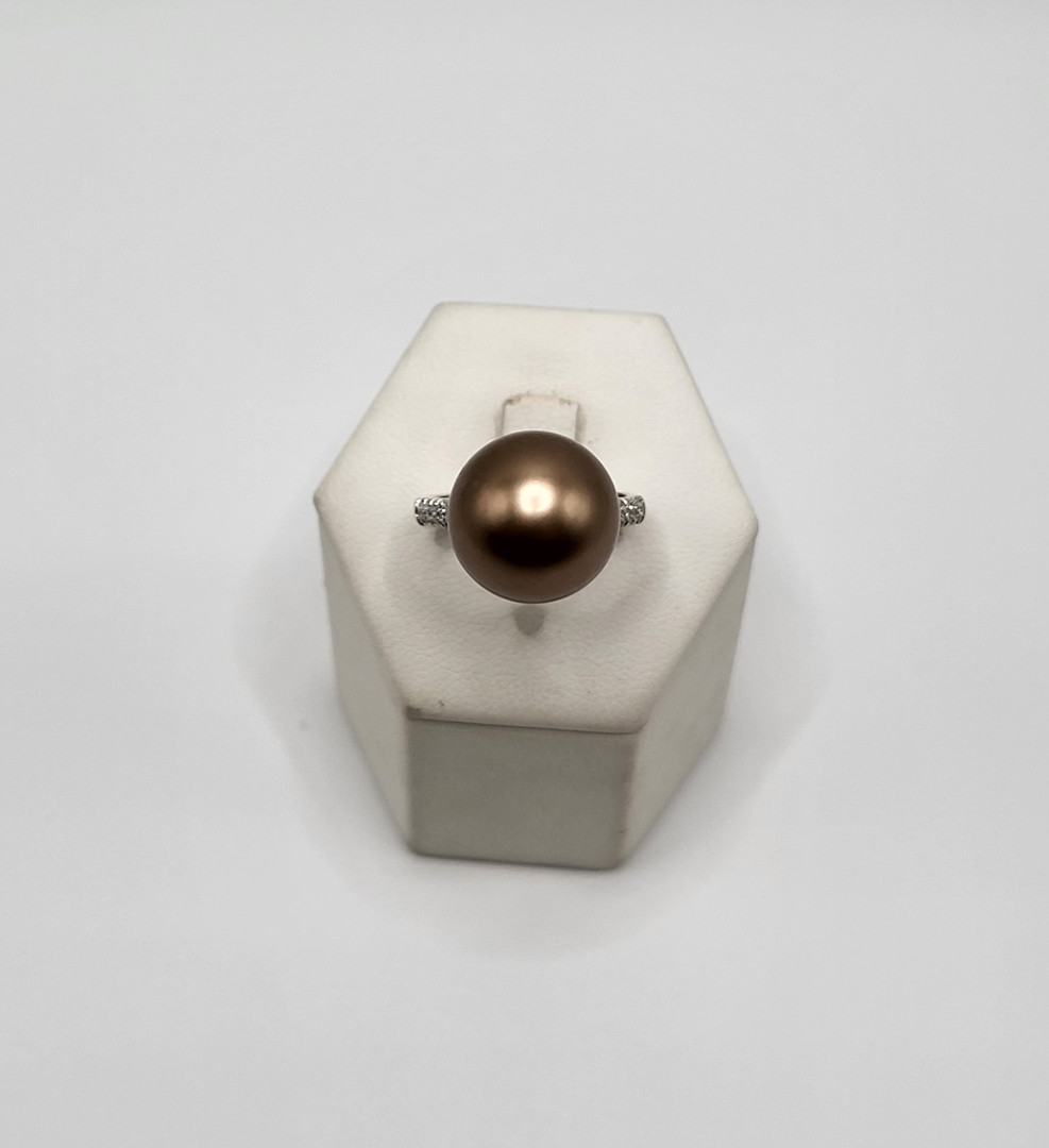 Anello oro diamanti perla