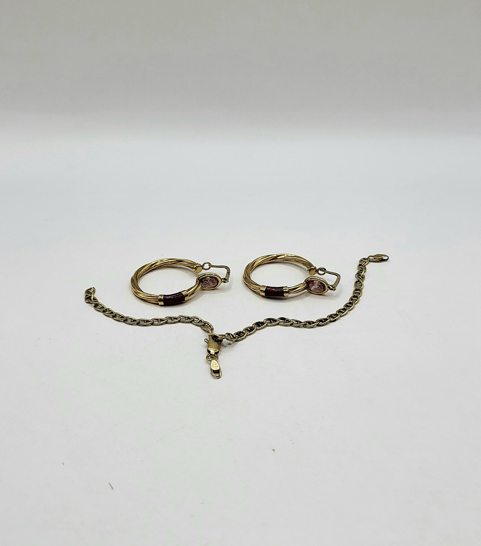 Bracciale e paio orecchini oro pietre