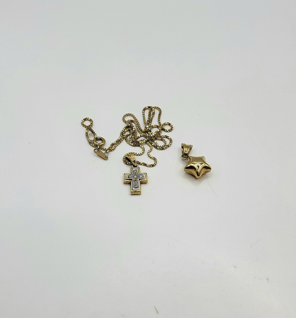 Collana e due ciondoli oro pietre