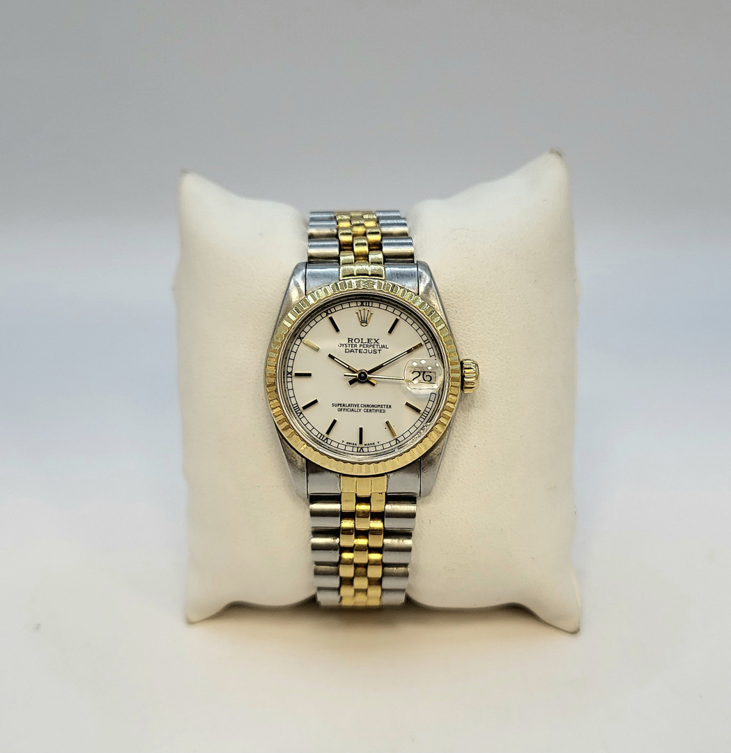 Bracciale con orologio acciaio oro Rolex Datejust automatico