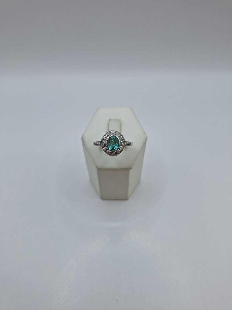 Anello oro pietra diamantini