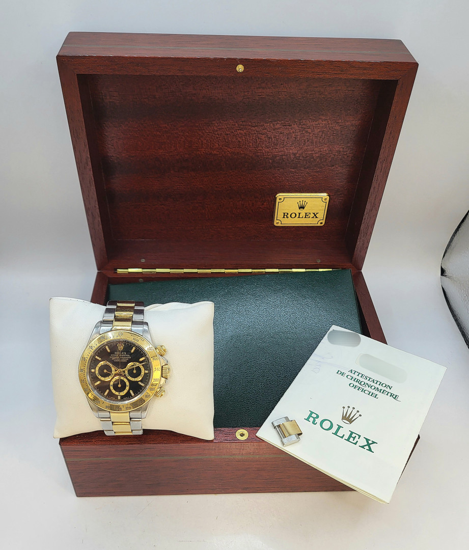 Bracciale con cronografo acciaio ed oro Rolex Daytona scatola garanzia a corredo