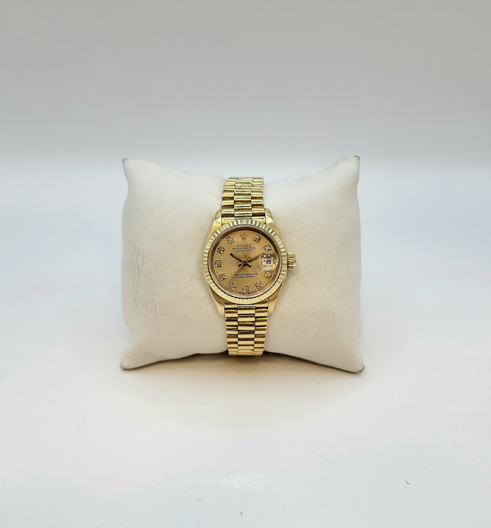 Orologio Rolex Lady Datejust oro indici con diamanti