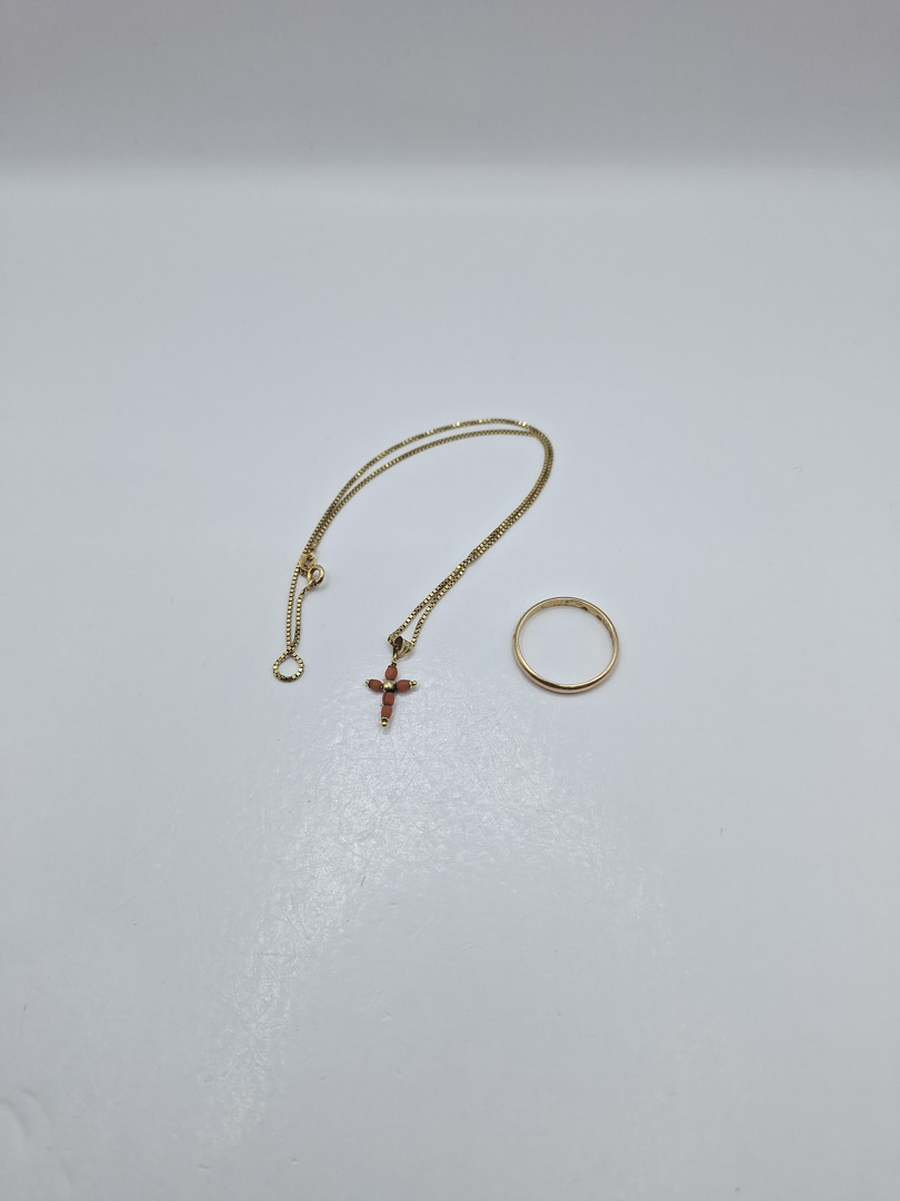 Collana ciondolo anello oro pietre