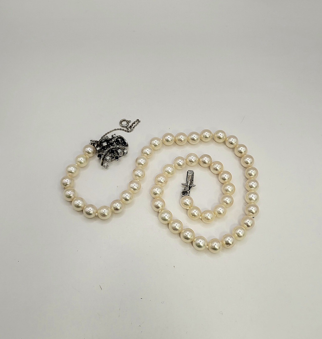 Collana perle oro pietre e diamanti