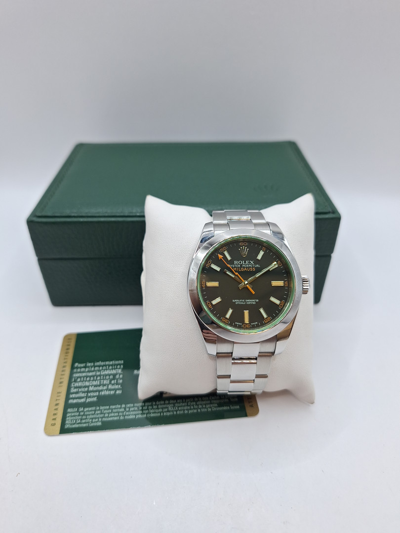 Orologio acciaio Rolex Milgauss scatola e garanzia a corredo
