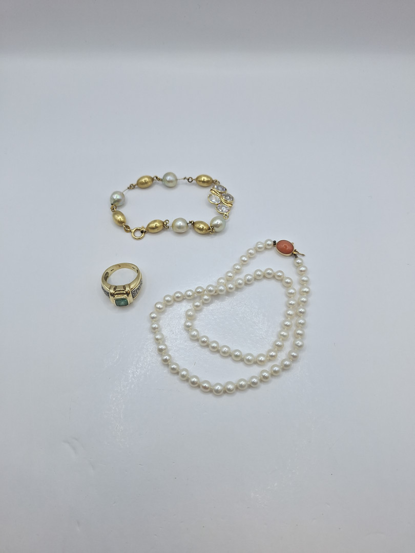 Anello bracciale collana oro pietre perle