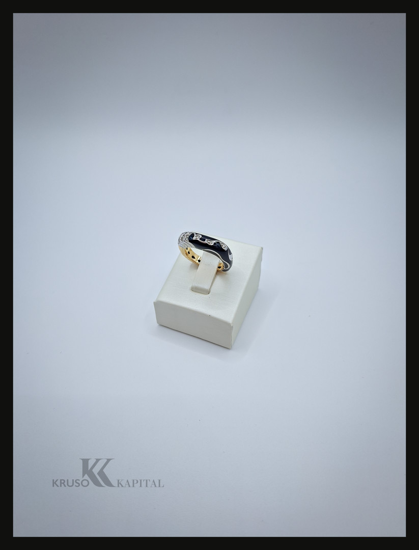 Anello oro smalto diamantini