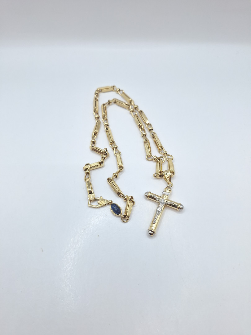 Collana croce oro pietra