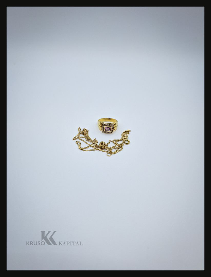 Collana e anello oro pietre 