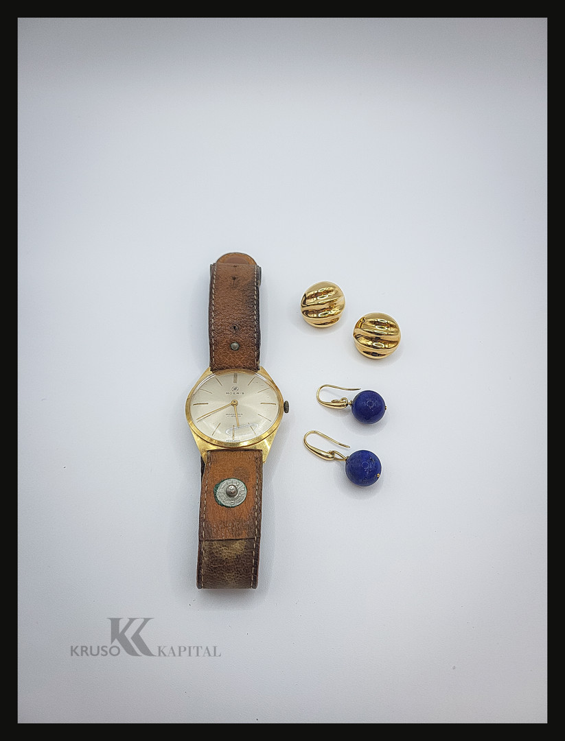 Due paia di orecchini oro pietre e orologio oro 