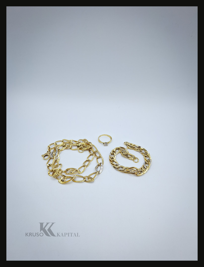 Collana bracciale anello in oro pietra