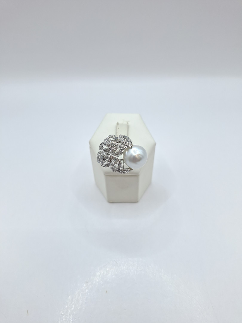 Anello oro diamantini perla 